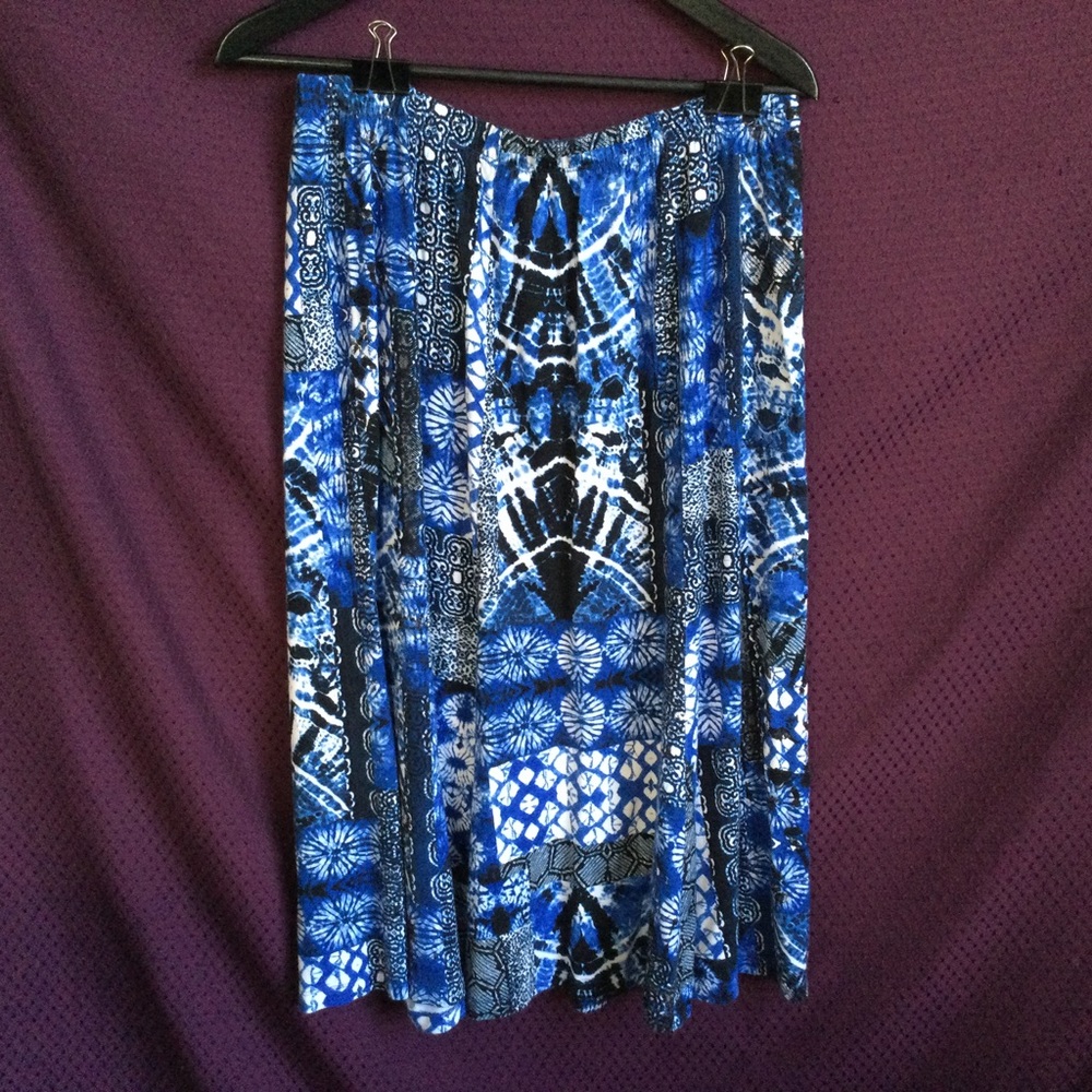 Olindas Vancouver Batik Skirt Midi Skirt Blues Lagenlook